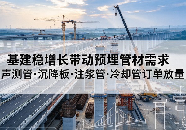 酒泉基建稳增长带动预埋监测管材需求，声测管、沉降板、注浆管订单持续放量